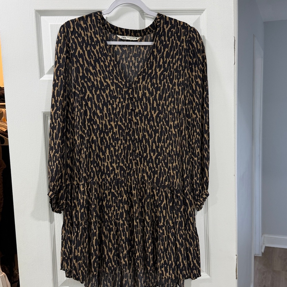 Leopard Print V-Neck Dress